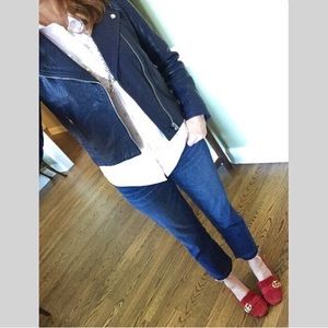 Jcrew Navy Leather Jacket